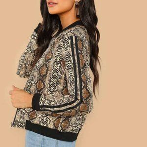 SOLD Striped Sleeve Snakeskin bomber Jacket XS